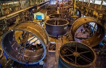 large metal pipes in a factory