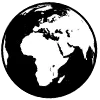 an earth planet icon in black